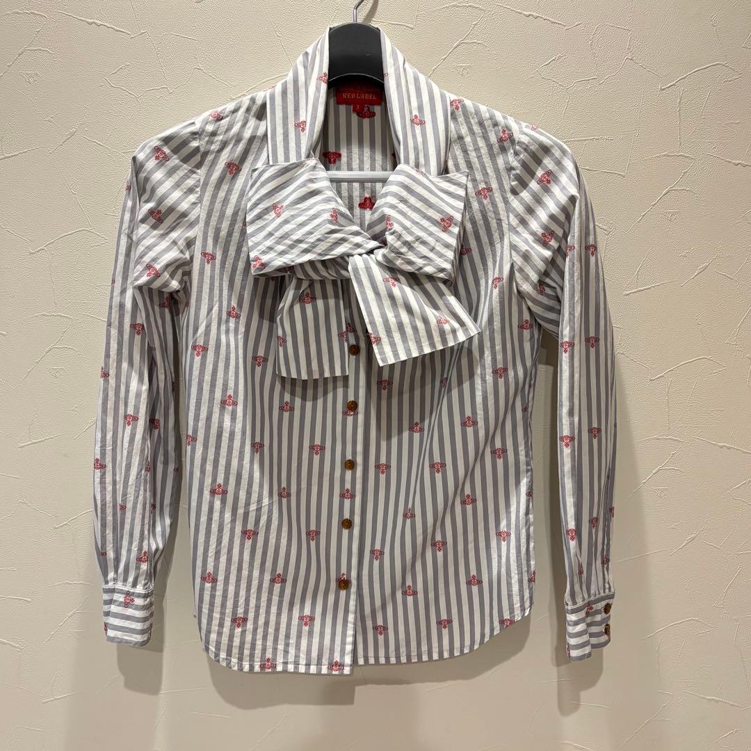Vivienne Westwood RED LABELリボン付きストライプシャツ