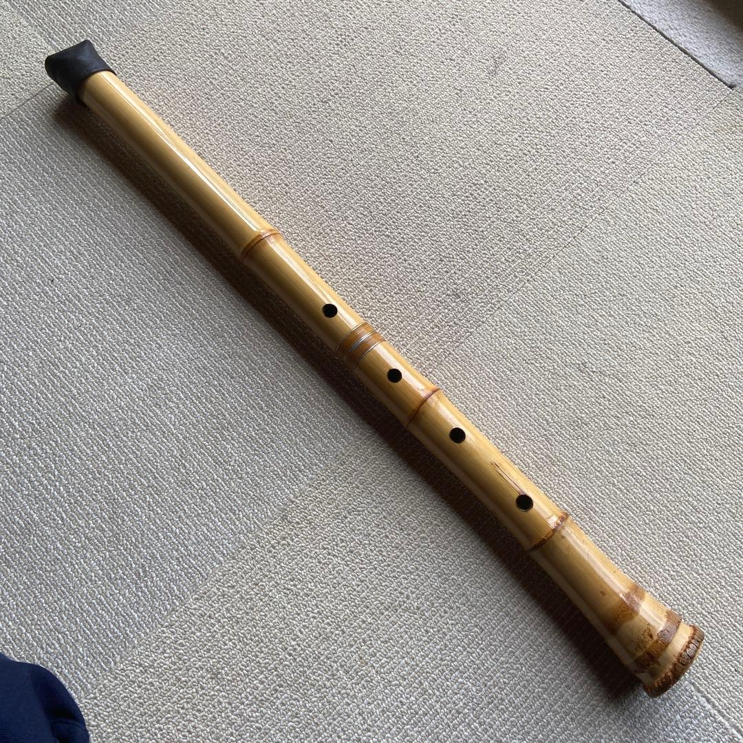 222 尺八本体 ニ尺一寸管　唄口金巻き竹製