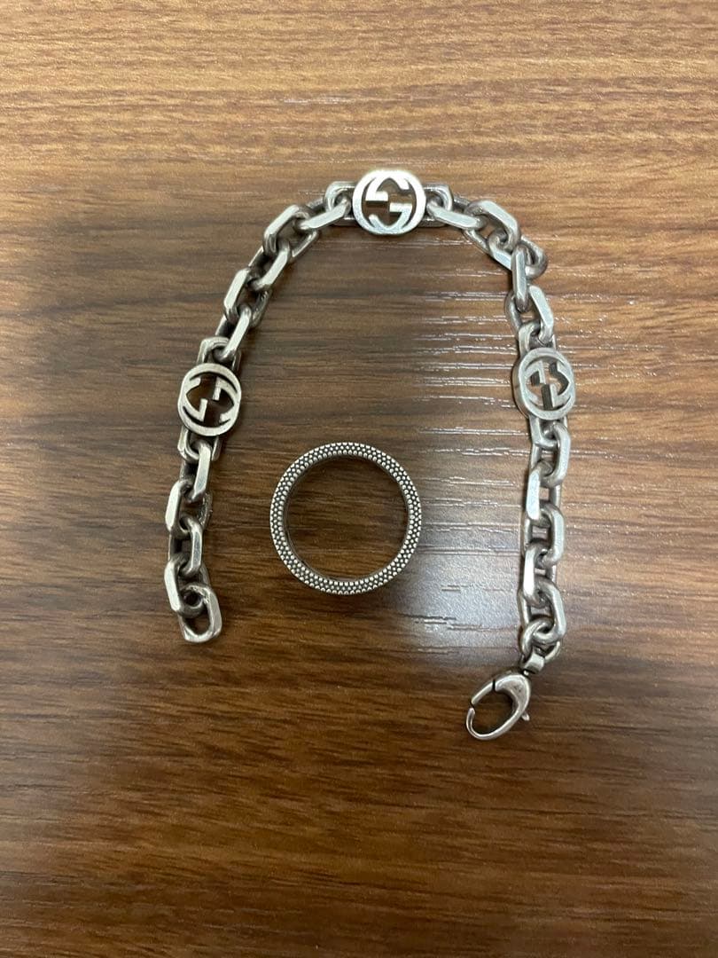 ※ハーレージュニア様　Gucci シルバー チェーンブレスレットとリングセット