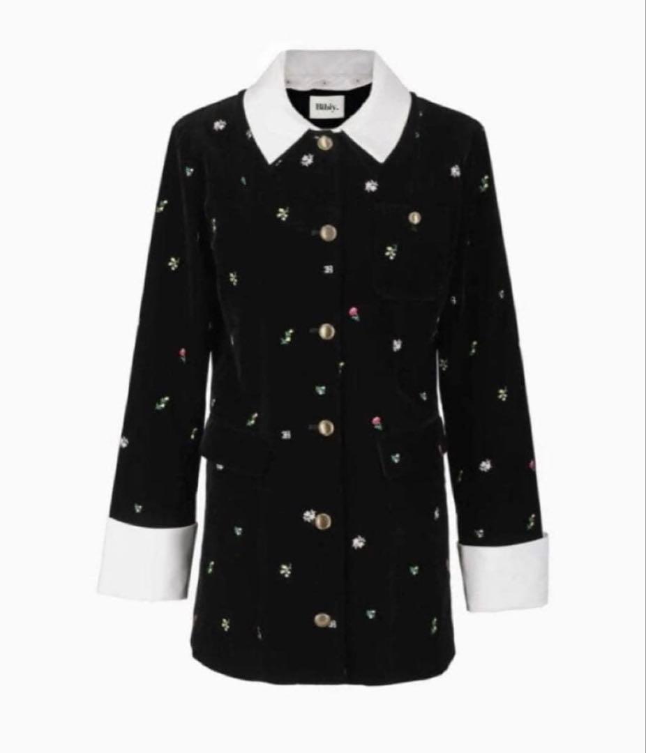 Bibiy ブラック 花柄刺繍 長袖シャツ M