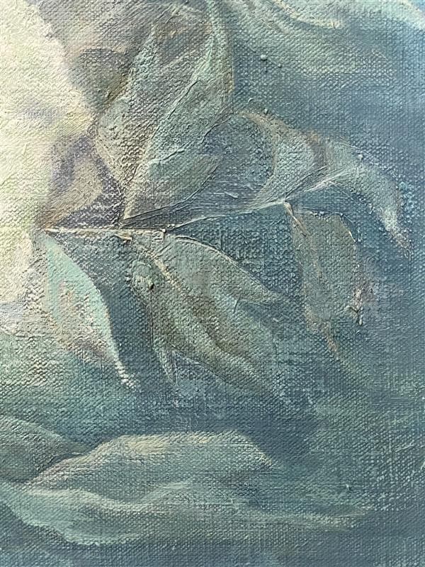 真作」松下絹子「朝の花 牡丹」静物画 油彩画 額装 サイン有り P8号