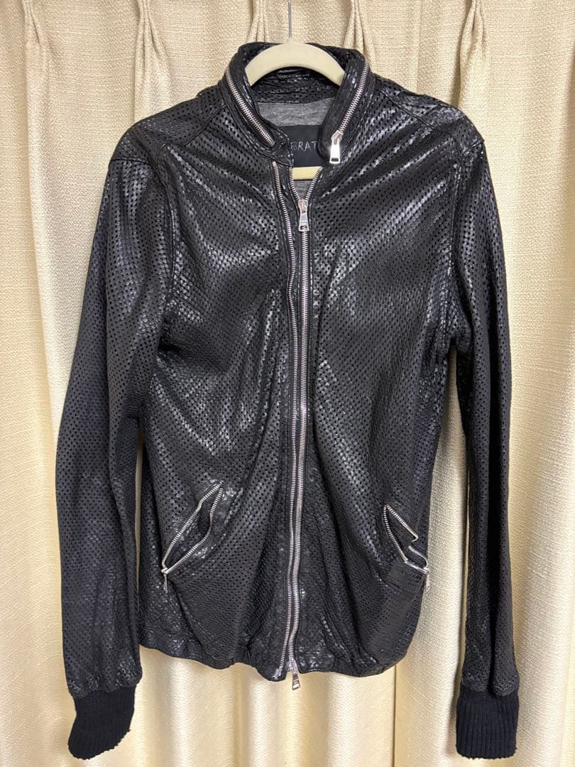 ジョルジオブラット！！メッシュレザー ブラック シングルライダースジャケット