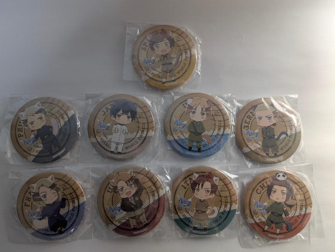 【未開封】ヘタリア ナンジャタウンコラボ 猫耳缶バッジ 9点セット