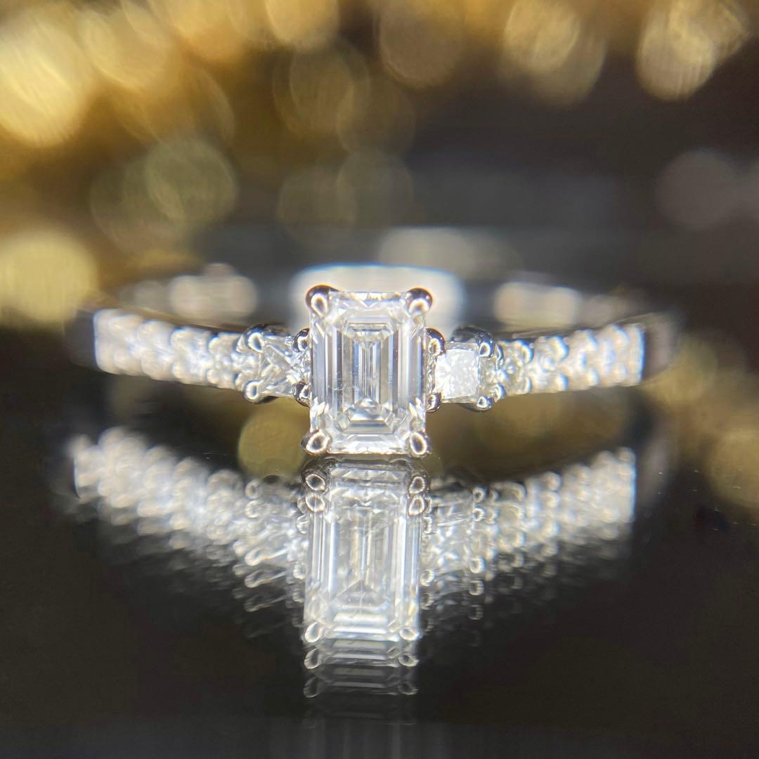 天然 ダイヤモンド 計0.43ct D-SI2 エメラルドカット GIA鑑 Pt900 Dカラーエメラルドカットダイヤモンドリング D-VVS2 D 0.569ct D