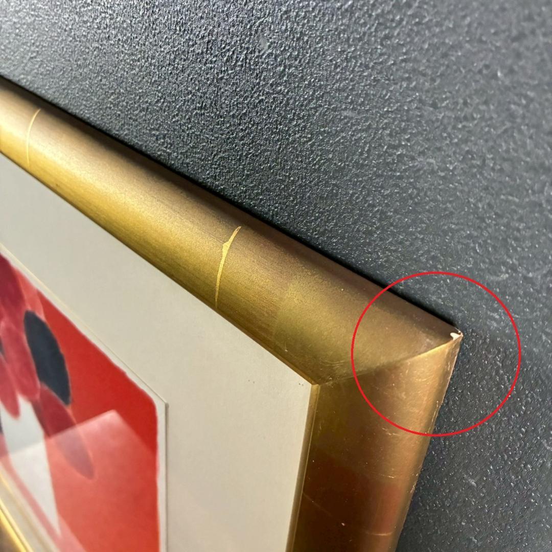 美品 ベルナール・カトラン「ピンクのテーブルの赤い花束」リトグラフ