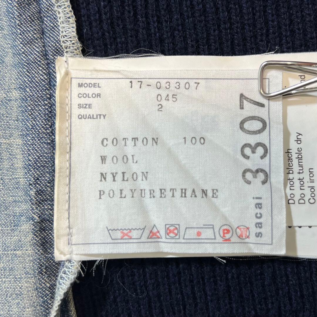 3340【美品】サカイ ドッキングデニムシャツ リブニット 異素材