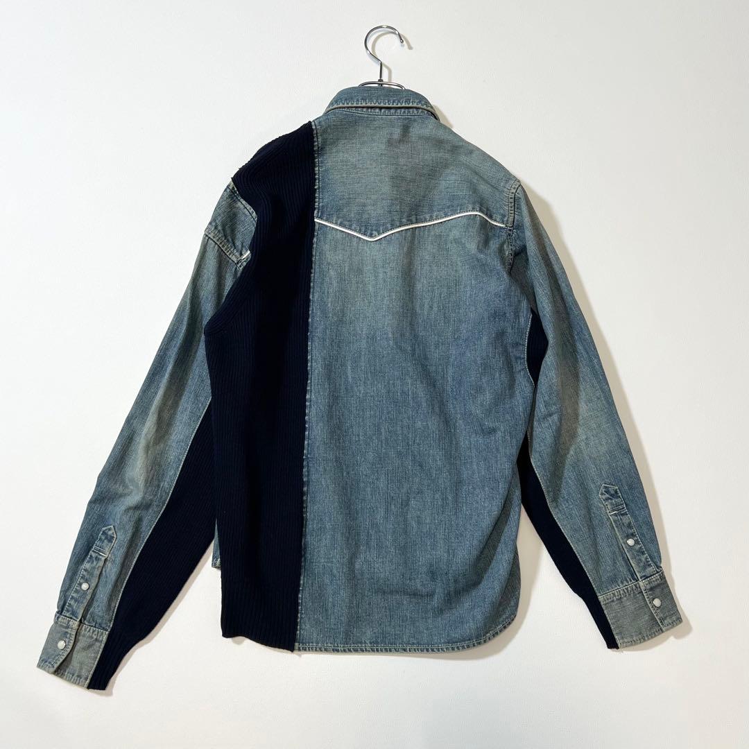 3340【美品】サカイ ドッキングデニムシャツ リブニット 異素材