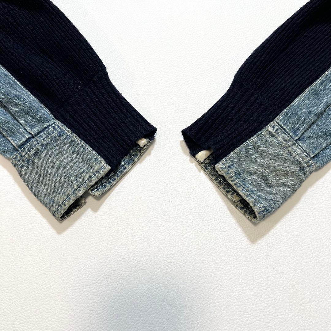 3340【美品】サカイ ドッキングデニムシャツ リブニット 異素材