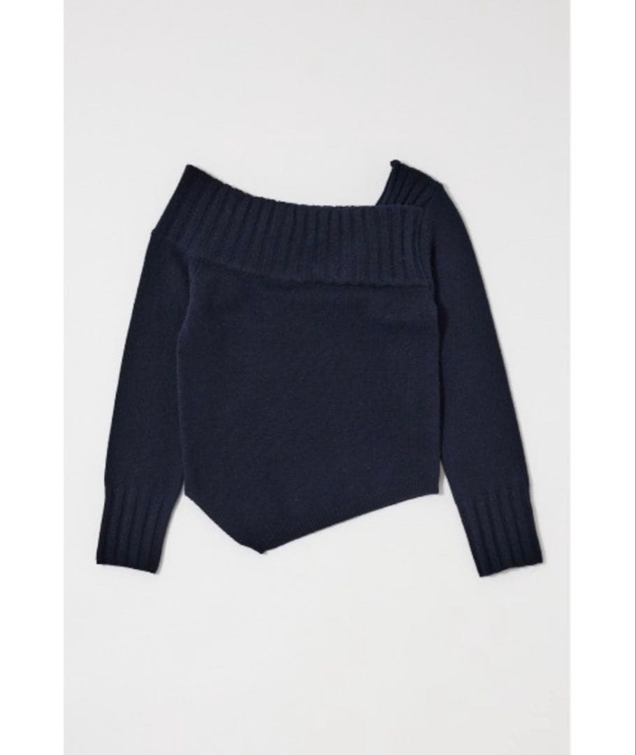 ネイビー オフショルダー セーター moussy