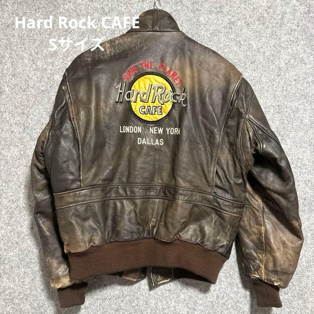90' HardRockCAFE 革ジャン　A-2 フライトジャケット　地図柄
