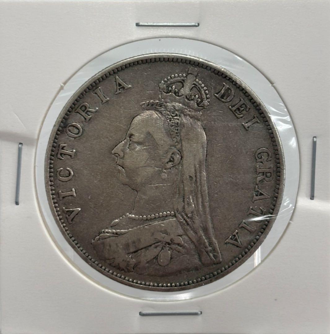 1889年大英帝国ジュベリーヘッドビクトリア女王 ダブルフローリン銀貨