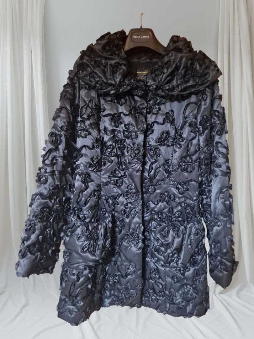 【Lumière】レリアン　立体花柄　リボン　モチーフ　中綿コート　9号