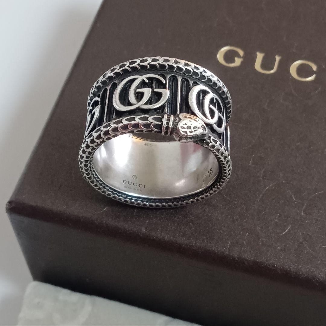 ✨【美品】GUCCI GGロゴスネークリング18号 メンズシルバー925