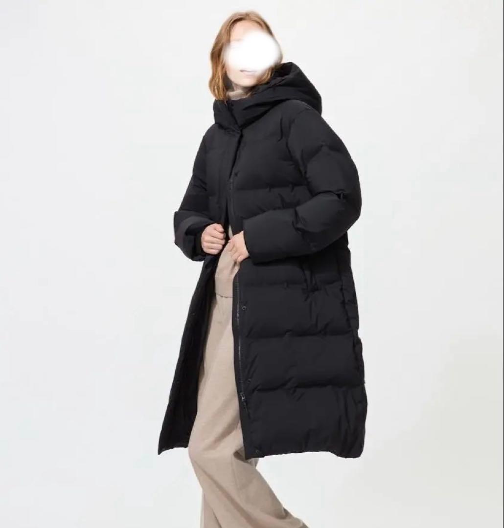 シームレスダウンロングコート BLACK L