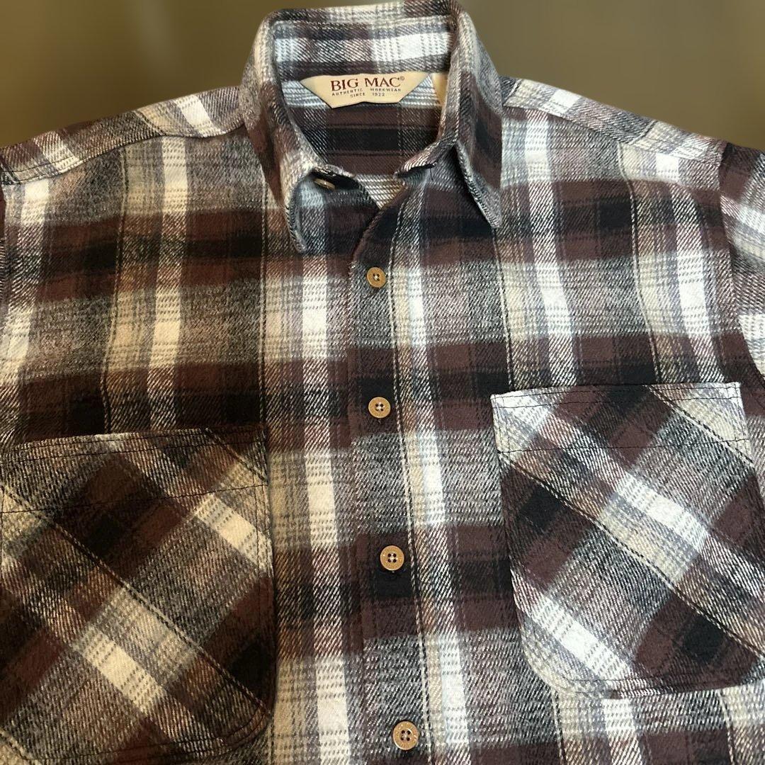 BIG MAC ネルシャツ 80S アメリカ製 オンブレチェック シャドー