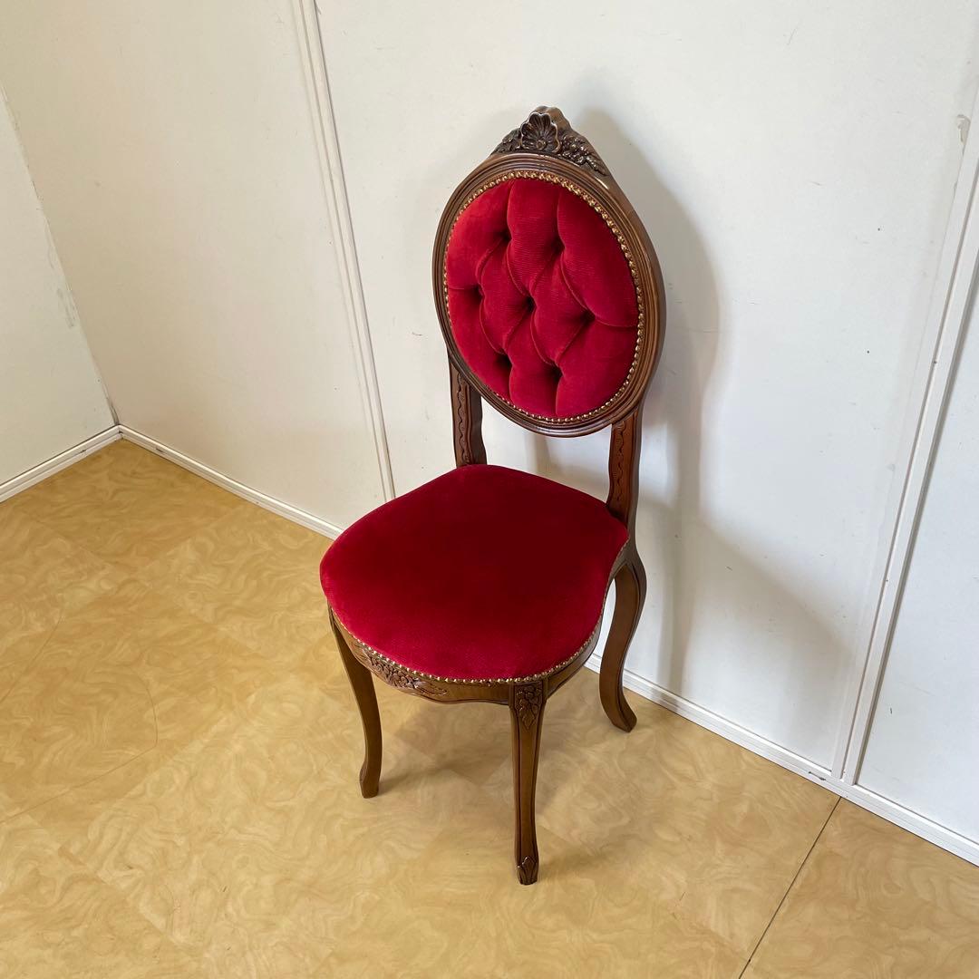 アンティーク調 猫脚チェア① ロココ調 彫刻 鋲 椅子 イス ダイニングチェア