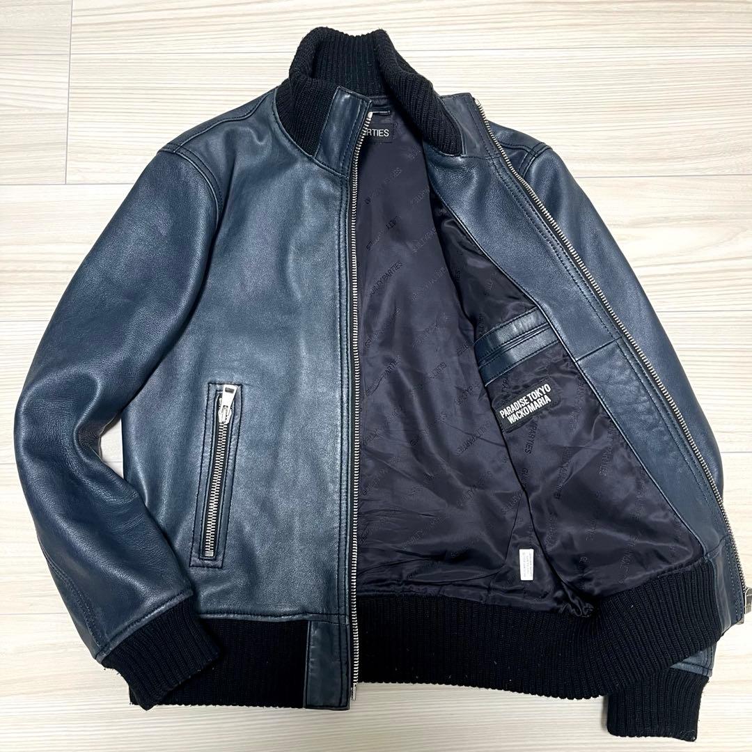 【美品】WACKOMRIA ワコマリア レザー　ジップブルゾン　　M ラムレザー