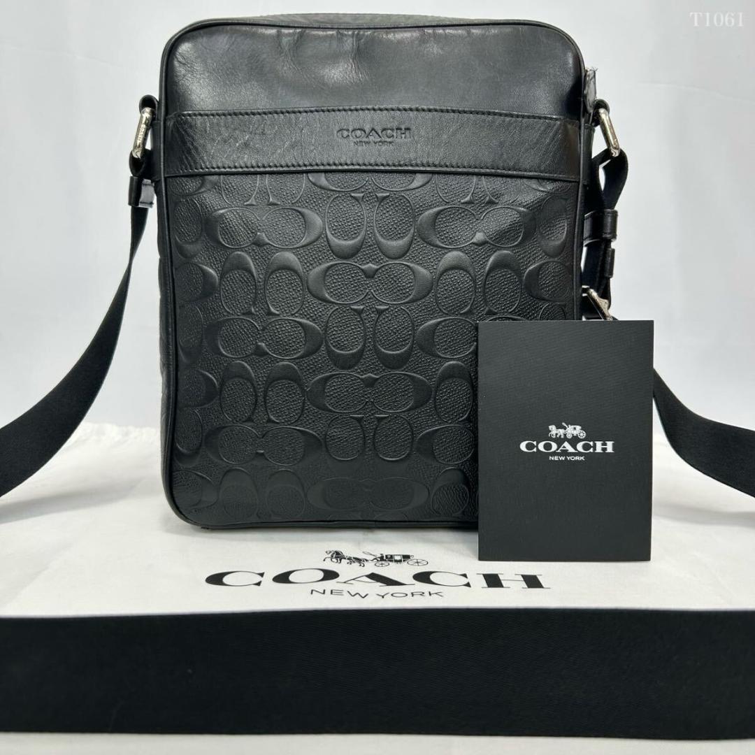 【極美品】コーチ チャールズ 11741 ショルダーバッグ レザー 斜め掛け 黒