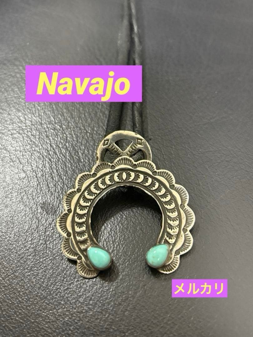 ♦︎最終価格♦︎ナバホ　ナジャ　ターコイズ×スタンプワークsilverネックレス