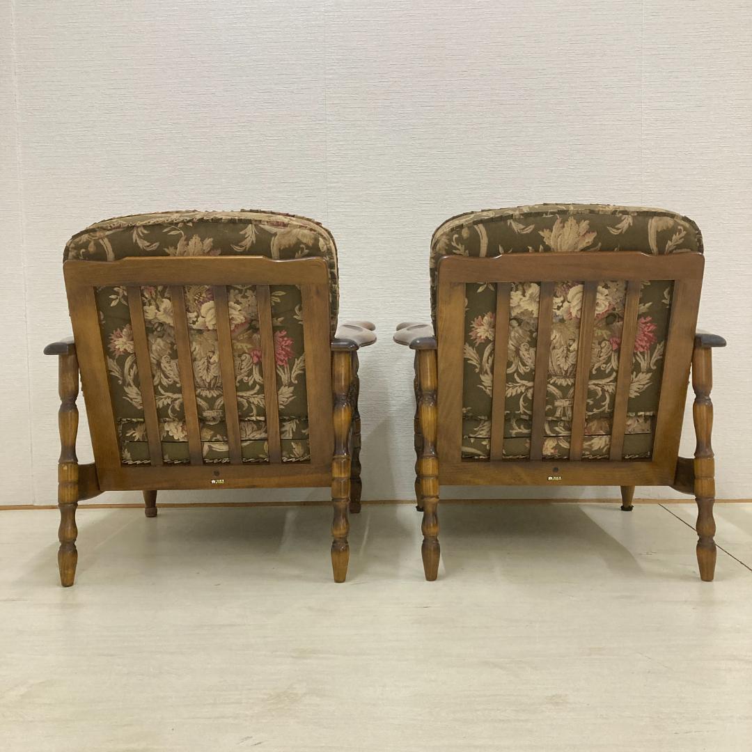 オールドカリモク】コロニアル アームチェア 1人掛けソファ 2脚セット