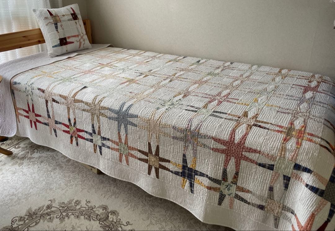 ハンドメイド パッチワーク 大判 /ベッドカバー /マルチカバー/コタツカバー
