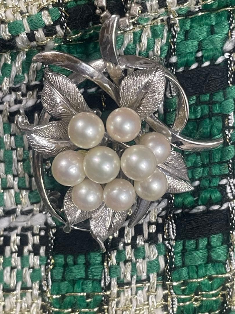 超希少 アコヤ真珠　田崎パールブローチ ペンダント花珠級 無調色 オーロラグレー