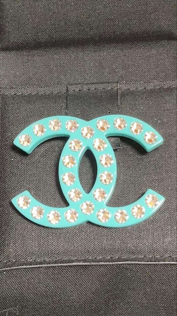 CHANEL ターコイズ ダブルCロゴ ブローチ