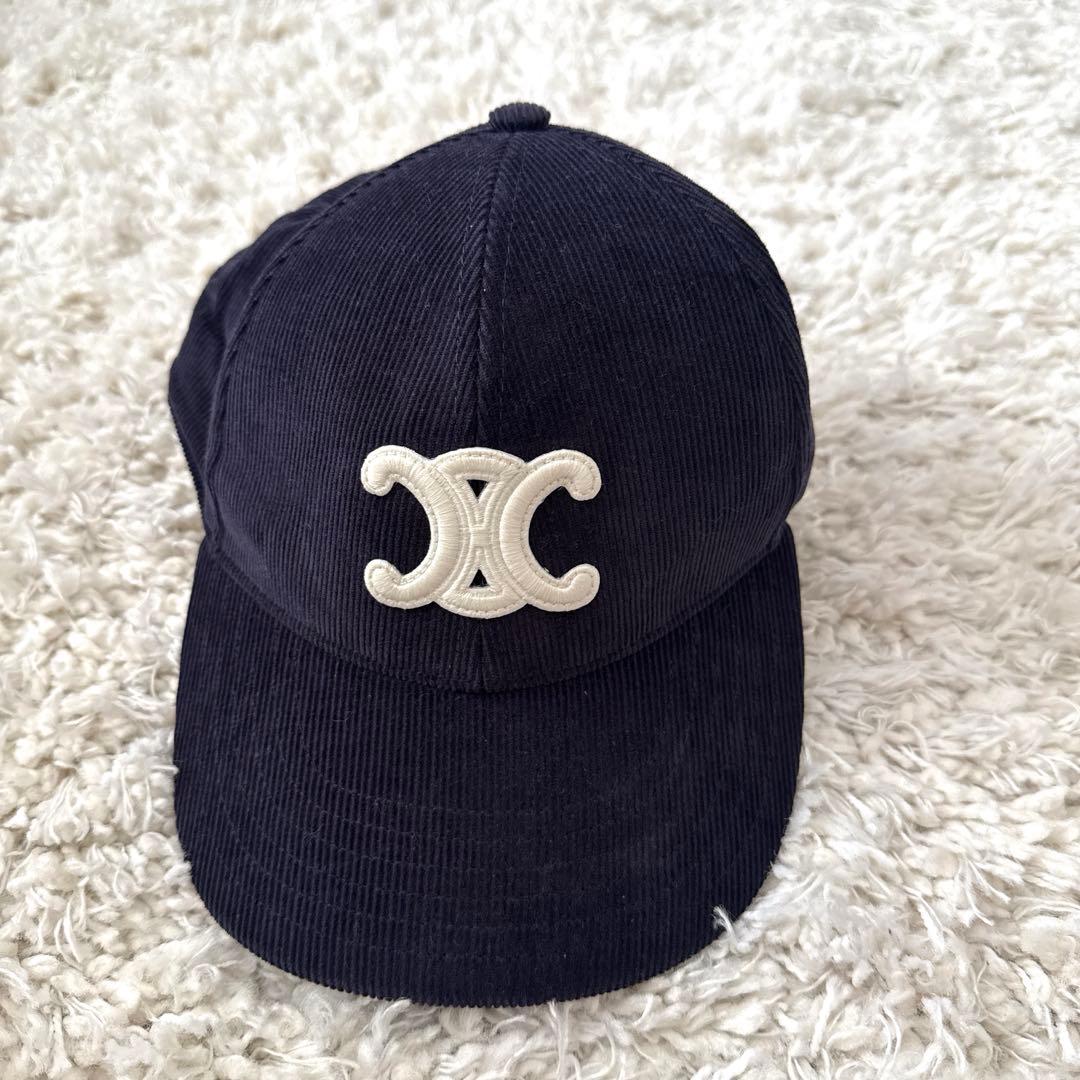 CELINE セリーヌ トリオンフ ベースボールキャップ ネイビー レディースS