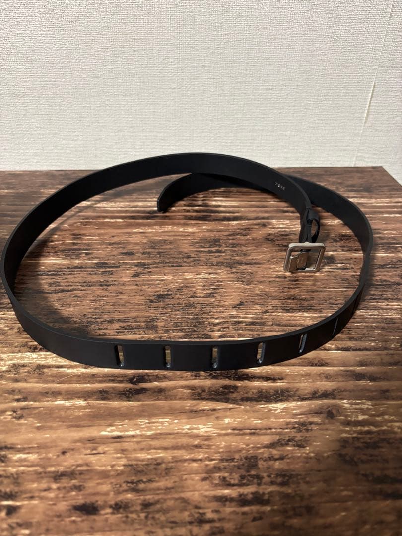 YOKE Narrow Leather Belt(BLACK×SILVER)本革