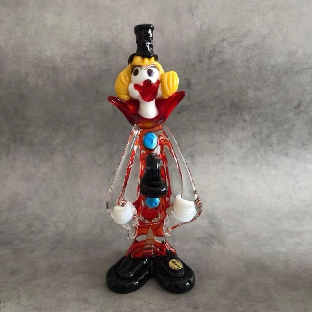 ムラーノガラス ピエロ 人形 ベネチアンガラス MURANO イタリア製