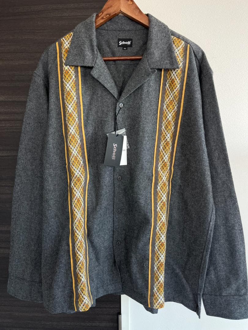 2XL 新品　定価24200円　Schott 2TONE WOOL SHIRT