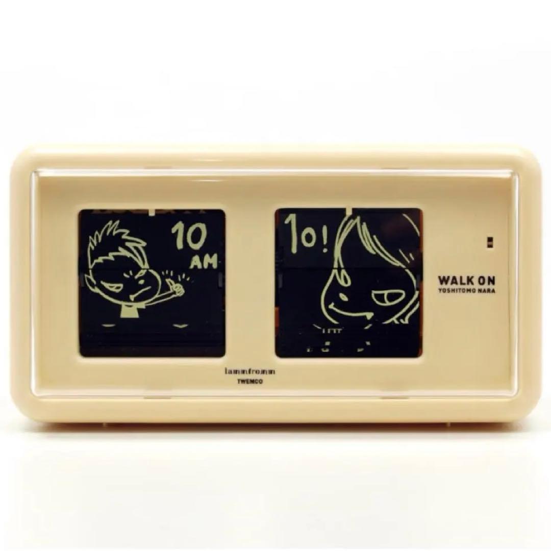 新品 奈良美智 パタパタクロック WALK ON ベージュ