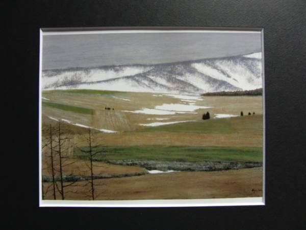 相原求一朗、【早春の田園】、希少な大判額装用画集より、美品、日本人画家