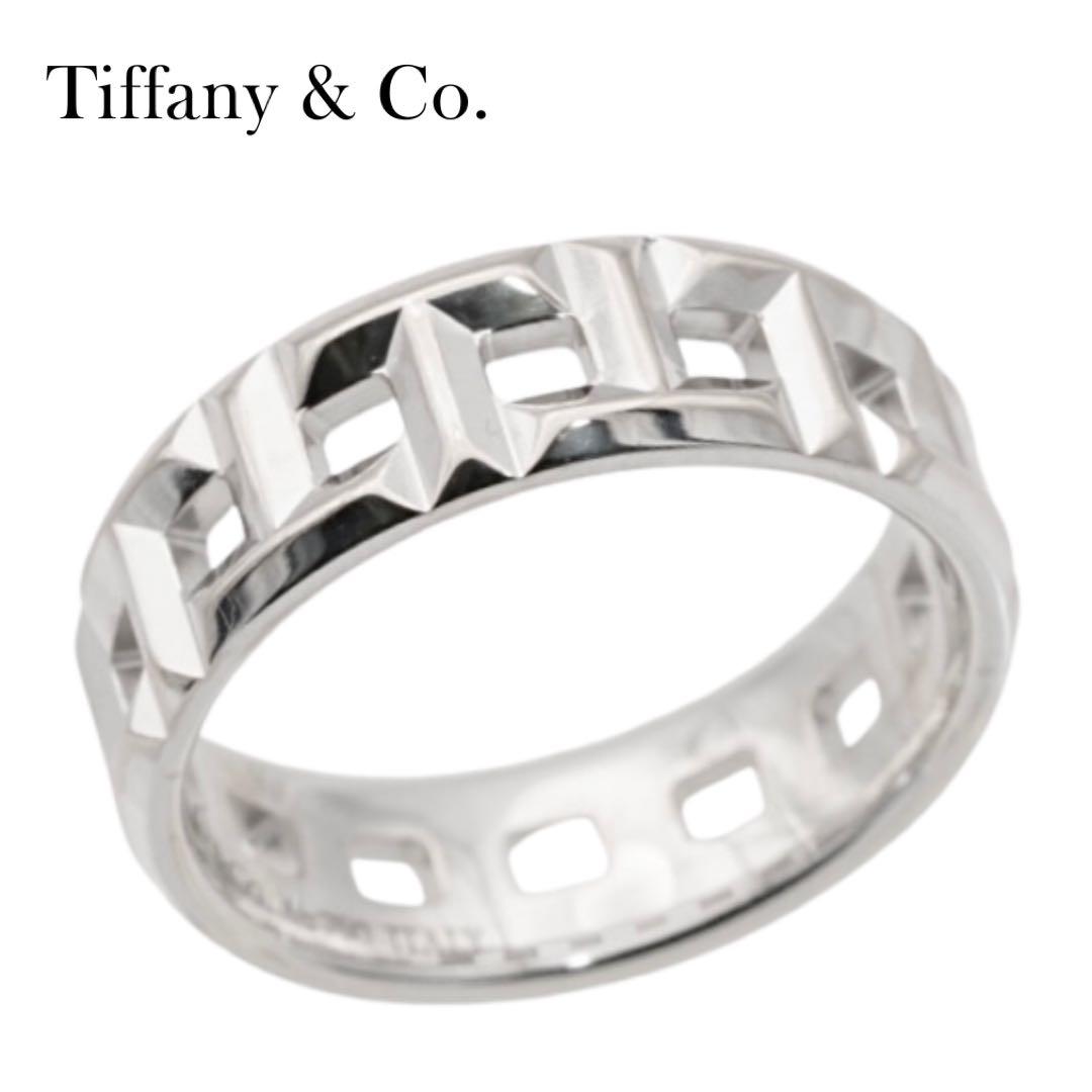 ティファニー Tトゥルーリング 750 WG 約8号 指輪 ワイドリング
