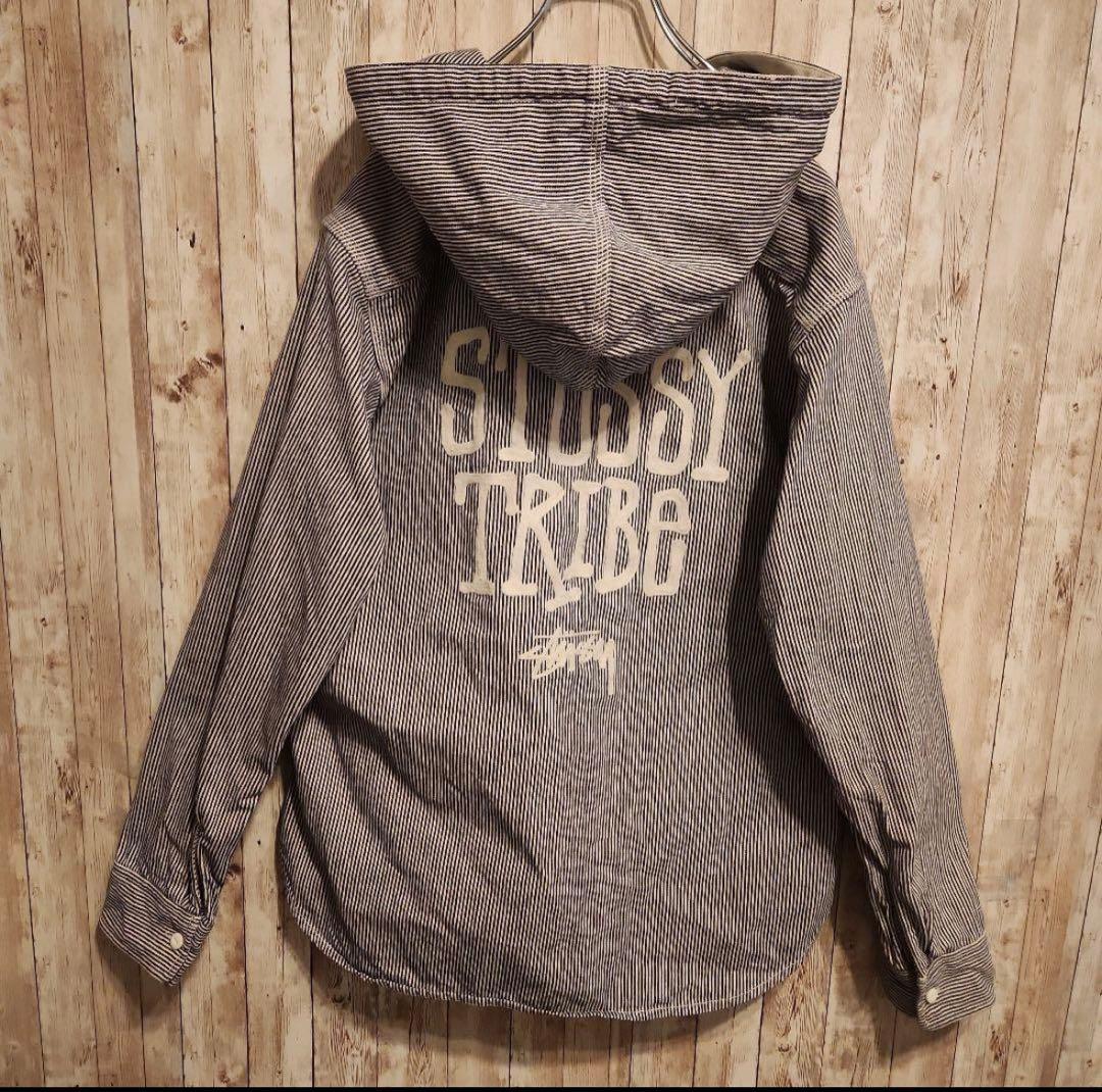 ステューシー STUSSY ヒッコリー ジップパーカー 刺繍ロゴ