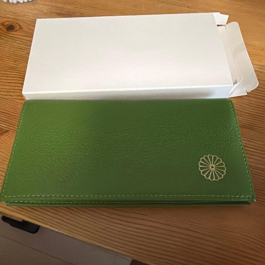 皇居　長財布　グリーンレザー