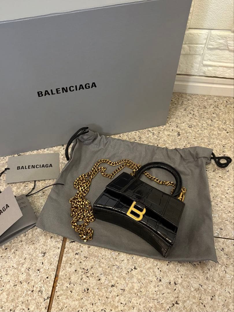 美品】BALENCIAGA HOURGLASSトップハンドルミニバッグ - メルカリ