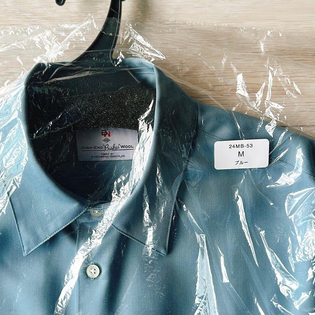 MB ULTIMATE 尾州ウールパーマネントシャツ ブルー Mサイズ - メルカリ