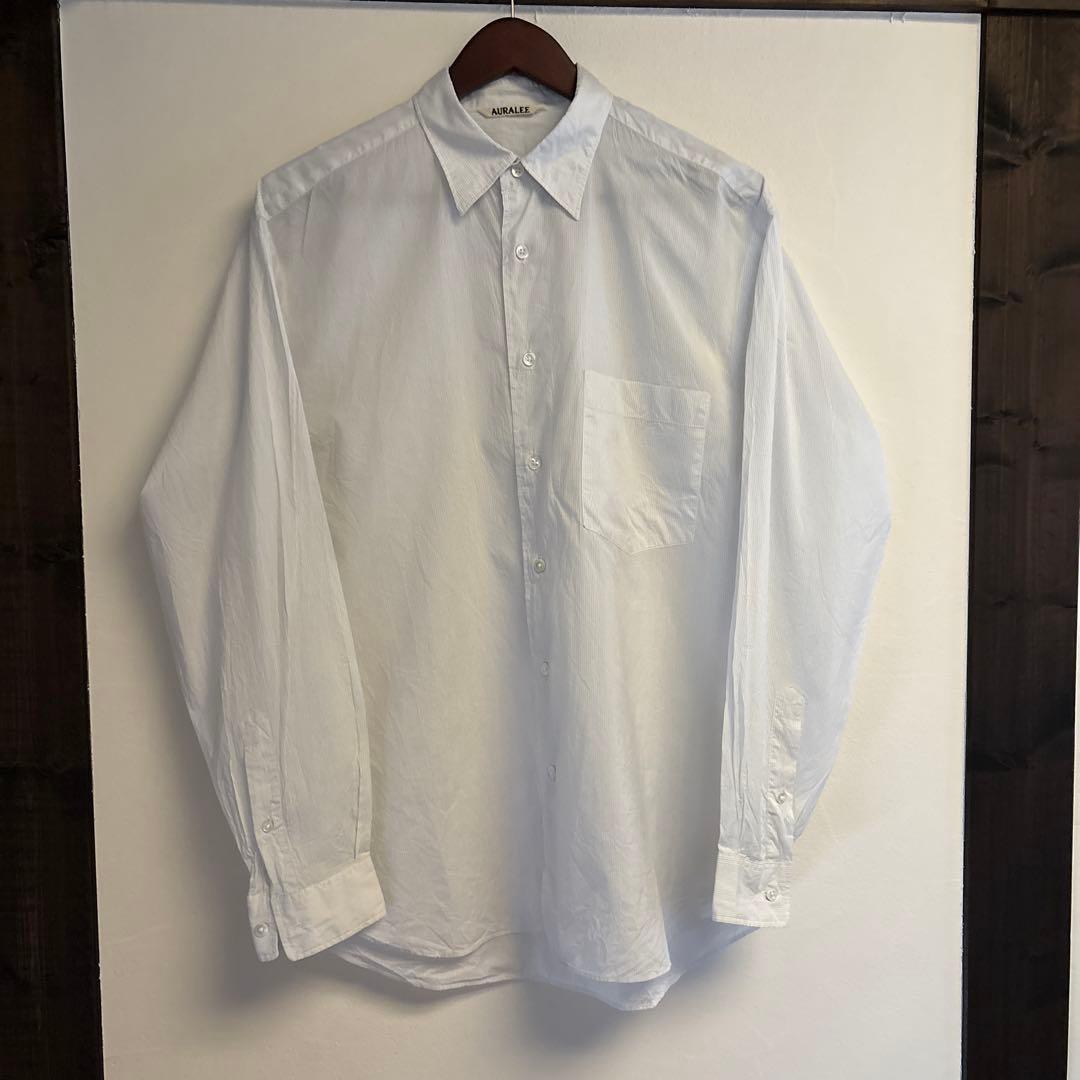 トップス AURALEE FINX SILK STRIPE SHIRTS