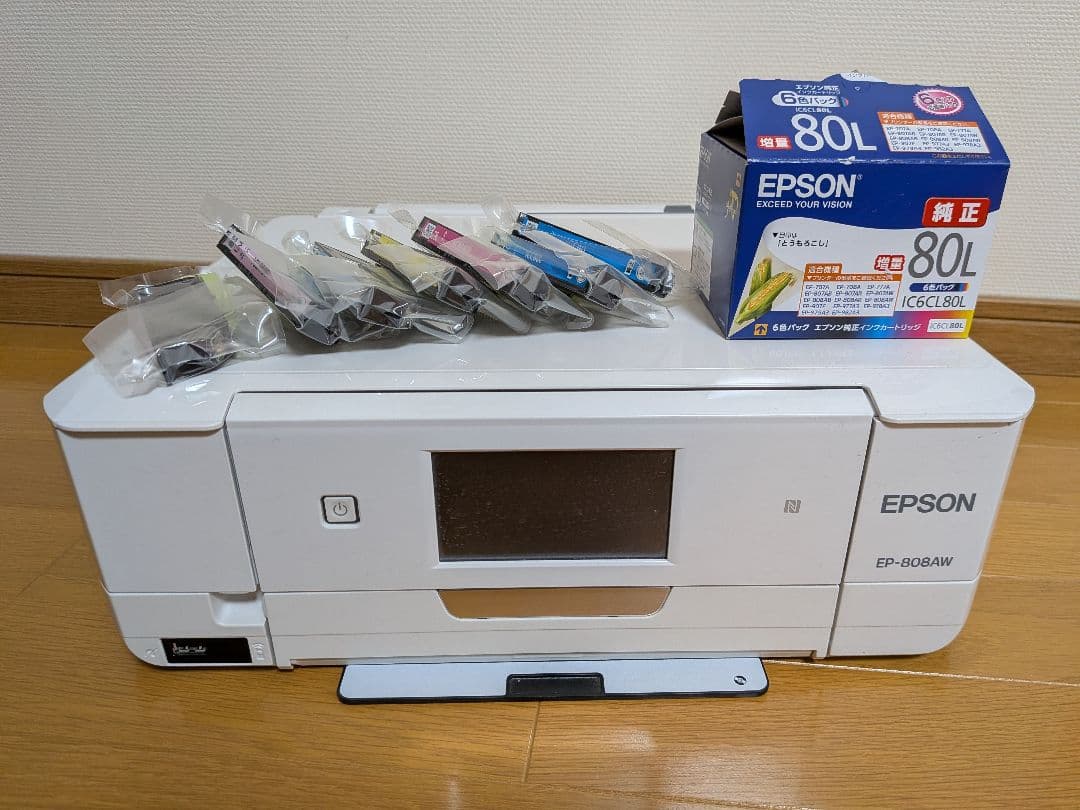 【ジャンク品】EPSONプリンター　EP808AW 　新品純正 インク７本付