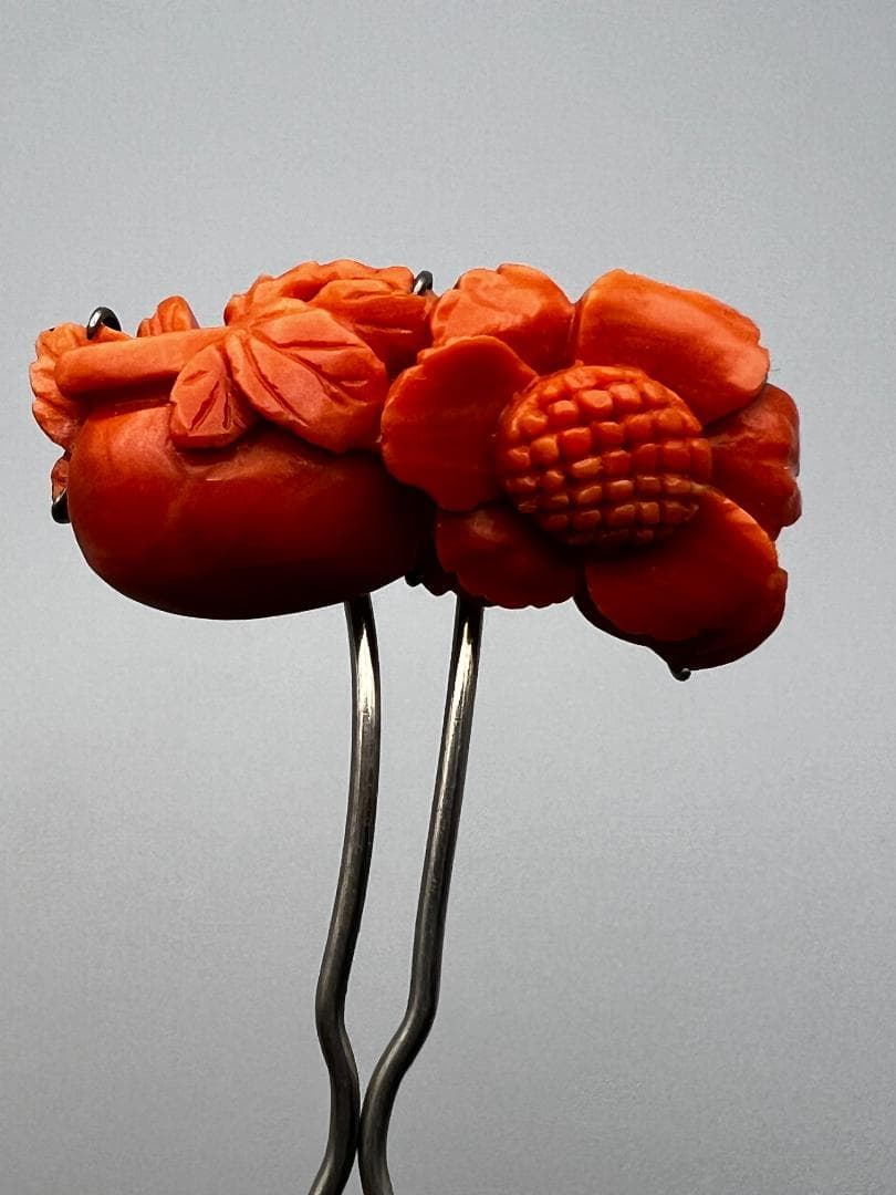 【海】本珊瑚　赤珊瑚　かんざし　簪　重量約１２．５ｇ