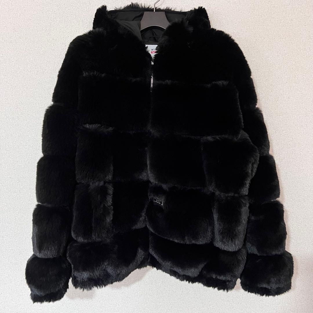 supreme × wtaps faux fur hooded jacket L