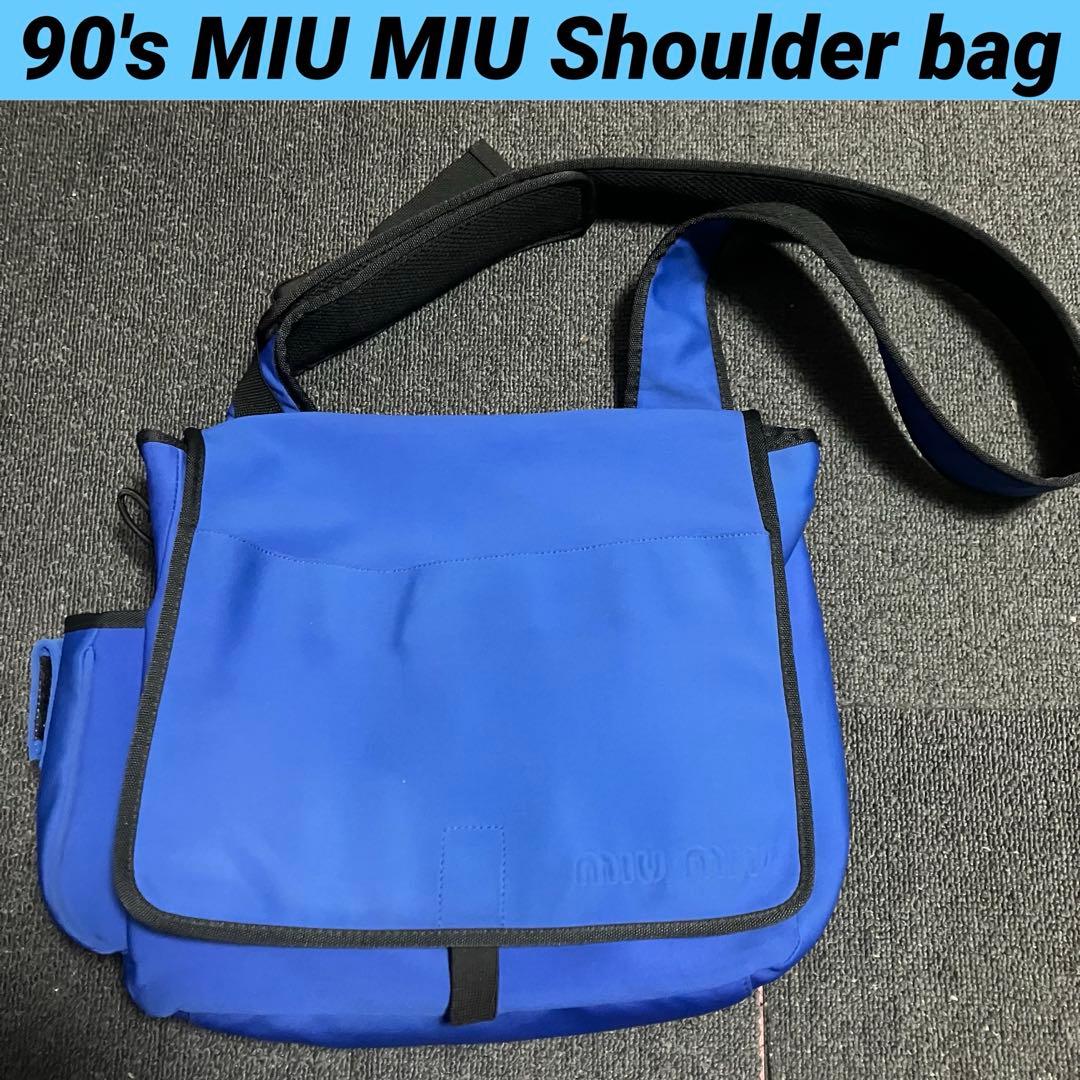 90s 00s MIU MIU ナイロン ショルダーバッグ Archive 青