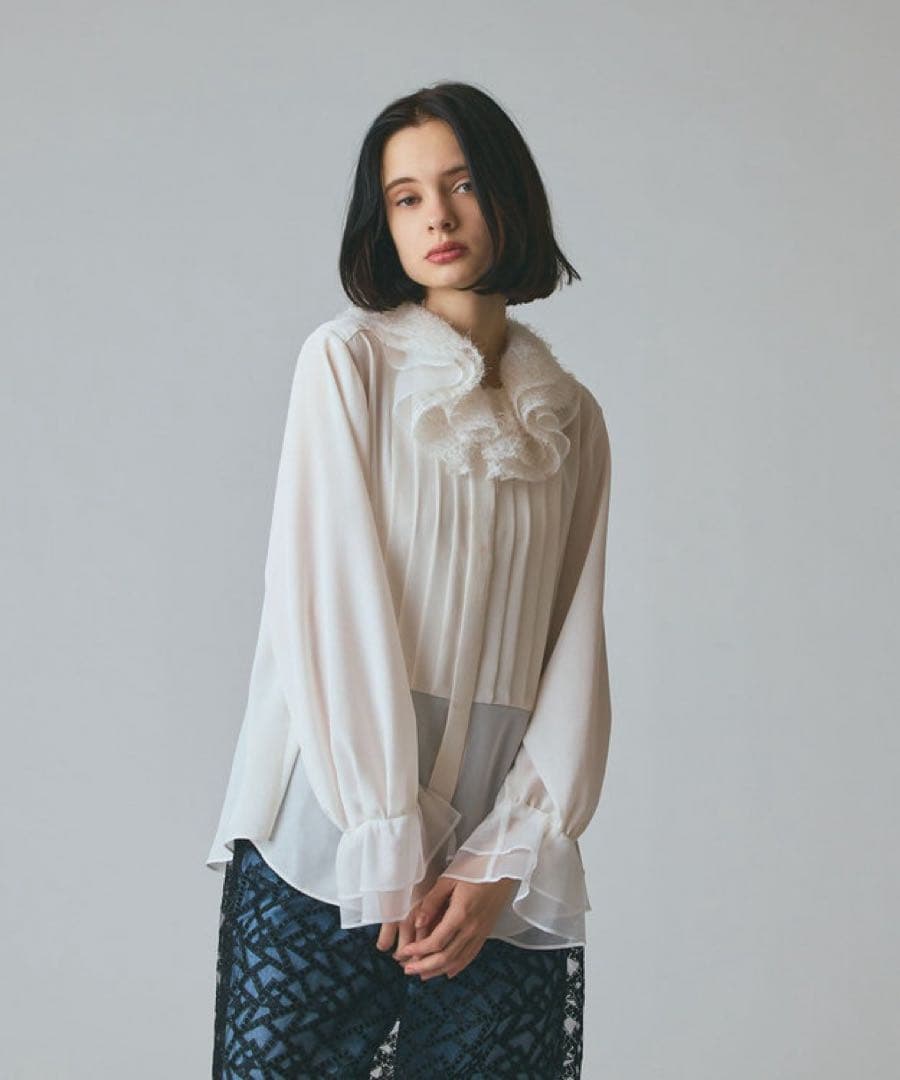 フェザーチュールカラーブラウス Jines（ジネス） ブラウス シャツ フェザーチュールトップス