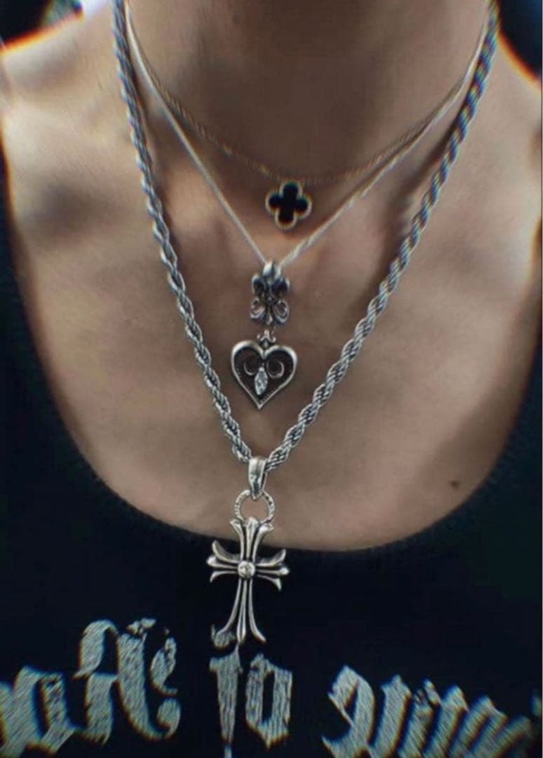 完売シルバー925 ハート型ネックレス　たくむ着用