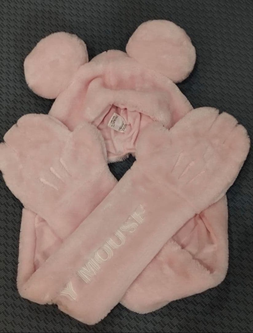 ディズニー　マフラーキャップ　ファンキャップ　ピンク