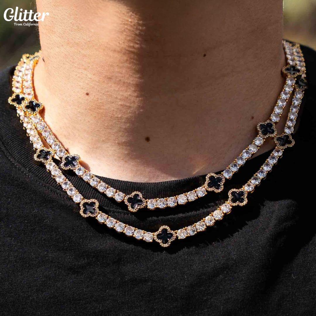 アクセサリー Glitter Motif Tennis Chain Necklace 5mm Tennis Chain Iced Flooded CZ Hip Hop Mens Bracelet Necklace