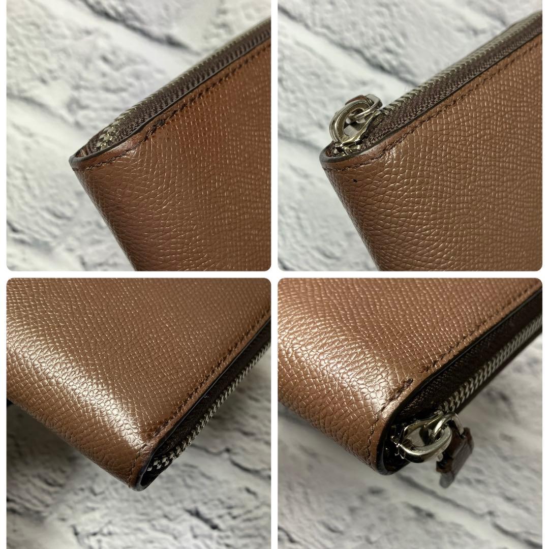 美品✨バリー トレインスポッティング シボ革 ロゴ金具 ラウンドジップ