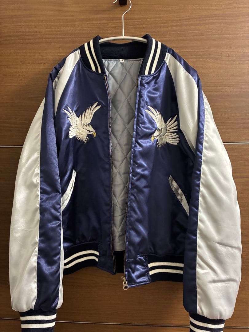 極美品　プリンス商会　yokosuka スカジャン ネイビー/シルバー　S