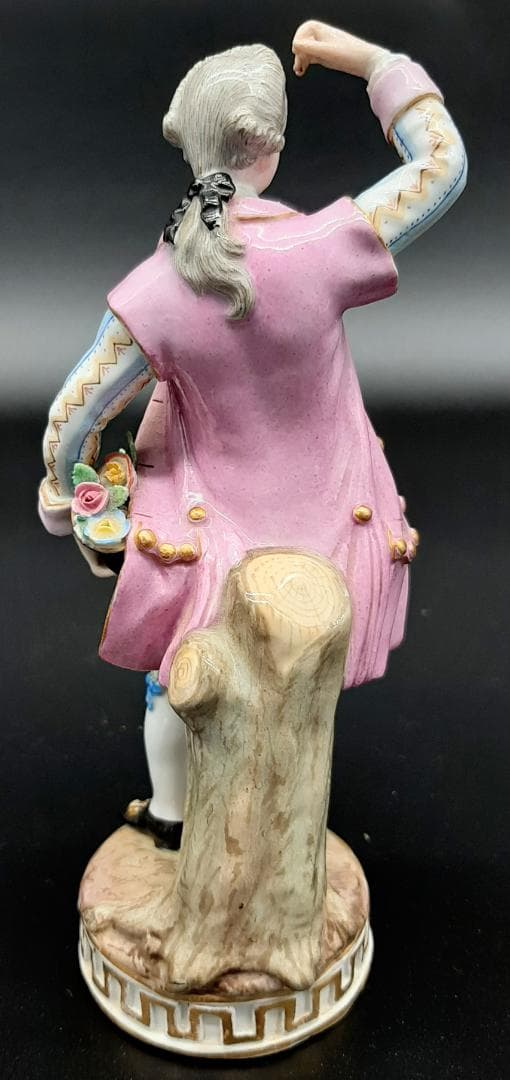 美品古マイセン／アシエ1768年『花摘みの男』大型フィギュリン美品1級